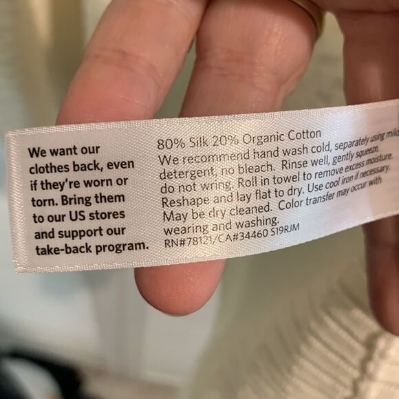 Eileen Fisher ivory silk and organic cotton simple cardigan large - Picture 7 of 8